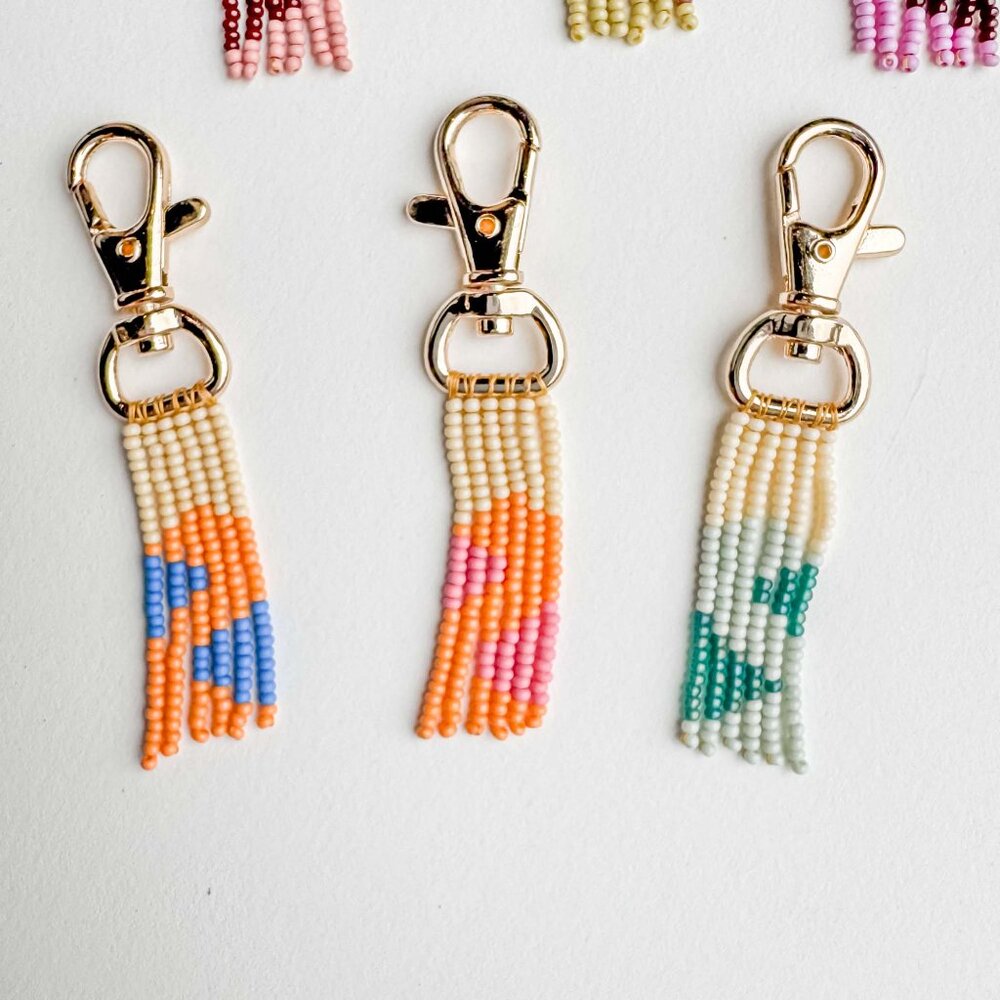Handmade Beaded Tassel Purse Charm Keychain - Picture 3 of 10
